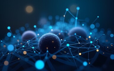 Neural network concept. Connected cells with links. High technology process. Abstract background. High quality