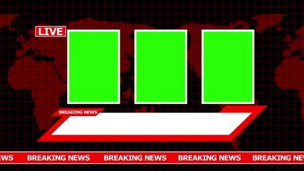 Breaking News, Green Screen, Special News, News Studio, background with blue color, Global Earth rotating Digital World TV, breaking news lower three green screen display animation 4k video animation - Powered by Adobe
