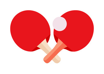Red rackets and ping pong ball for table tennis.

