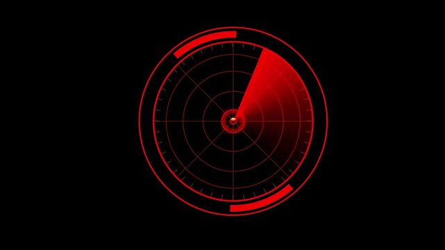 Red tech space radar interface loader with rotating loop animation on black background	