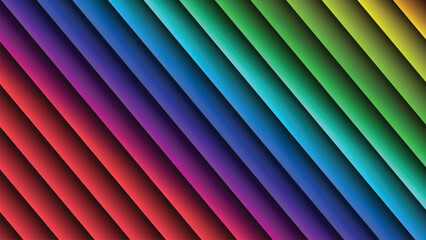 Vibrant Gradient Rainbow Diagonal Stripes Abstract Background with vector illustration