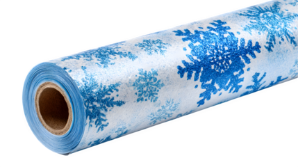 Snowflake wrapping paper roll, isolated on transparent background