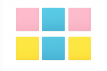 Colorful blank sticky notes on transparent background, creating a memo concept for communication and ideas