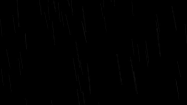 Realistic light rain or drizzle falling diagonally on black background. Use as an overlay for creating moody or melancholic weather scenes