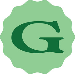 Green Letter G Vector Design Inside Badge Shape Isolated on White Background. Perfect for educational designs, typography projects, alphabet art, or creative logo concepts in vector format.