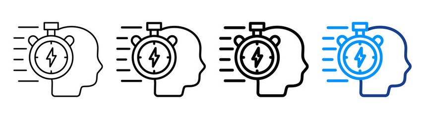 Fast Thinking Icon Different Style Outline Collection Set