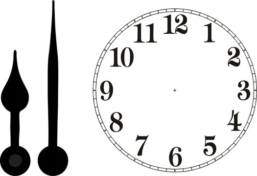 Clock Face and Hands with Arabic Numerals