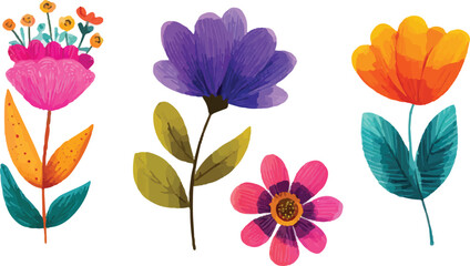 set of colored flowers