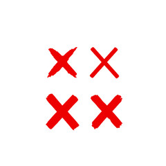 Obraz premium Four Red X Marks Hand Drawn Style Isolated on White Background Simple Cross Symbols for Rejection or Incorrect Answers