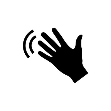 Gesture recognition hand icon symbolizing proximity sensor wave motion technology, digital interaction and contactless control signals