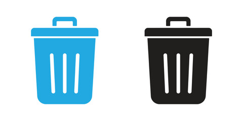 Modern trash can duo in blue and black for sustainable living designs, promoting recycling and waste management with sleek, minimalist style