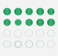 Green Starburst & Scalloped Circle Shape Collection – Vector Shapes for Design Flair
