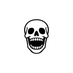 Vector illustration of a human skull with an open mouth expressing laughter isolated on white background 