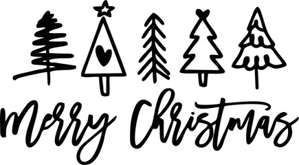 Merry Christmas Trees Minimalist Design
