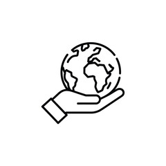 Hand holding a stylized globe icon