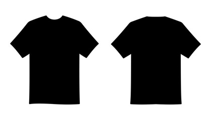 Black t shirt front and back view, isolated on white background. Ready for your mock up design template. Vector Illustration.