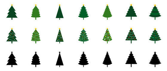 クリスマスツリー　シンプル　アイコン　ベクター　シルエット　緑　黒