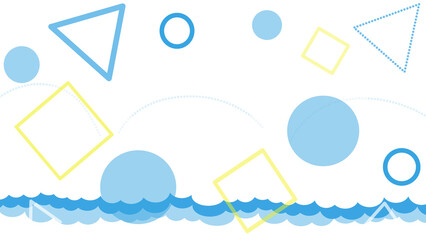 Memphis elements with white clouds, circles, and triangles on transparent background, abstract pattern, geometric design