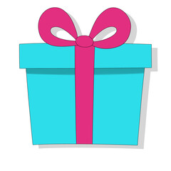 Mint green gift box with pink ribbon bow