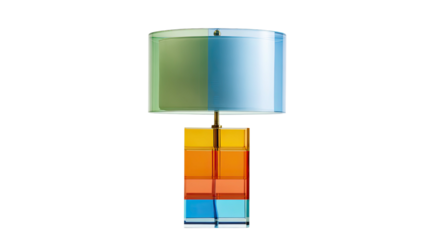 Colorful stacked blocks lamp, cylindrical shade, modern, minimalist