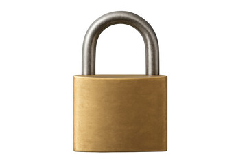 Fototapeta premium Brass padlock showing security, privacy, and protection. Object isolated on a transparent background for easy use
