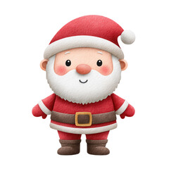 Obraz premium A whimsical, cartoonish Santa Claus character with a cheerful expression, wearing a red suit, white beard, and a matching hat.