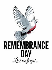 Remembrance Day Dove with Lest We Forget Quote