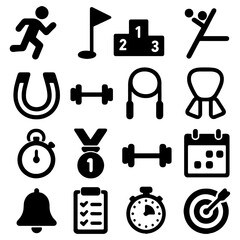 Sport Icons in a Row: An array of sport icons representing diverse sports activities, each in a sleek, easily recognizable design