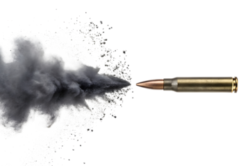 Dark bullet trace with bullet isolated on white or transparent background