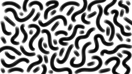 Short wavy curved lines forming chaotic transparent background, abstract pattern, playful design