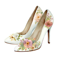 A Pair of Wedding Shoes Isolated on transparent background Remove png, Clipping Path, pen tool