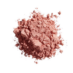 Pile of dusty rose powder, with chunks, on a plain black surface