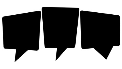Three black irregular quadrilateral speech bubbles, comic element, dialogue design