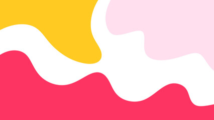 Three wavy color patches in red, pink, and yellow on transparent background, abstract shapes, playful design