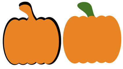 Two hand-drawn orange pumpkins, autumn theme, sketch style design