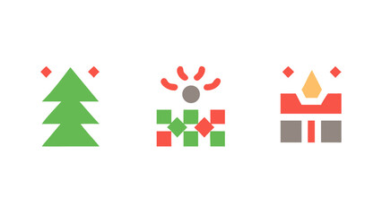 Simple Christmas design elements. Holiday background. Geometric Christmas icons.