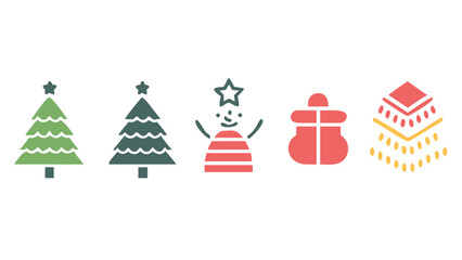 Simple Christmas design elements. Holiday background. Geometric Christmas icons.