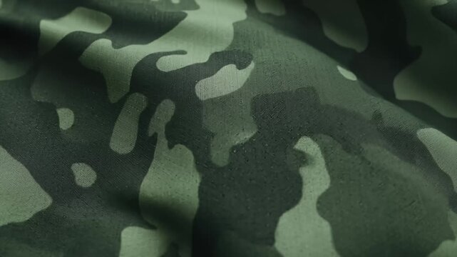 Extreme Close Up of Camouflage Pattern Moving in Waves