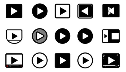 Diverse Collection of Play Button Icons for Digital Media and Video Playback