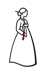logo design of a Korean traditional dressed woman on transparent background