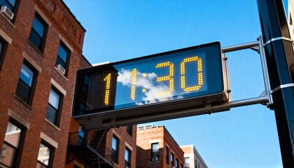 Street digital clock showing 1:30 time