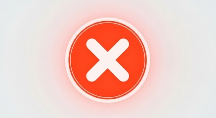 Obraz premium A close up of a red circle with a white x in the middle on a white background with subtle shadows