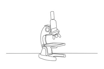 Microscope in continuous one line drawing. Single line art illustration of Microscope - Science Equipment. Editable vector.