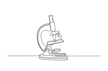 Microscope in continuous one line drawing. Single line art illustration of Microscope - Science Equipment. Editable vector.