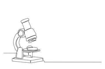 Microscope in continuous one line drawing. Single line art illustration of Microscope - Science Equipment. Editable vector.