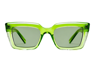 Bright green, geometric sunglasses frame