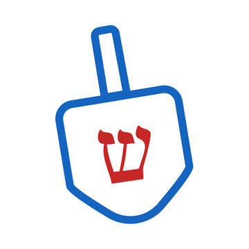 blue and white dreidel with hebrew letter clip art preview