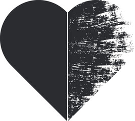 Broken heart love, Romantic Valentine's Day concept illustration, grunge vector design with heart shape cloud symbol and love words tag