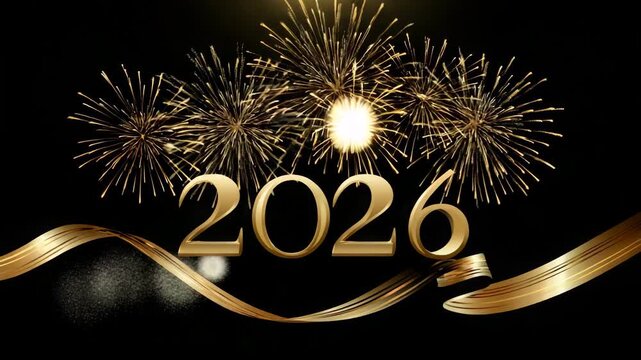 Golden 2026 New Year fireworks celebration