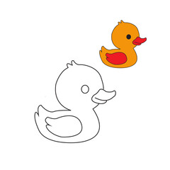 Vector illustration coloring duck cartoon animal clipart set for nursery poster
